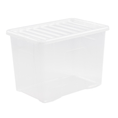 80Ltr Clear Plastic Crate & Lid Int 490x300x420mm